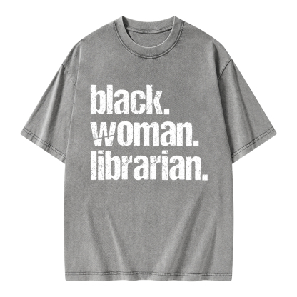 Pagewings Black Woman Librarian Unisex Washed T-shirt