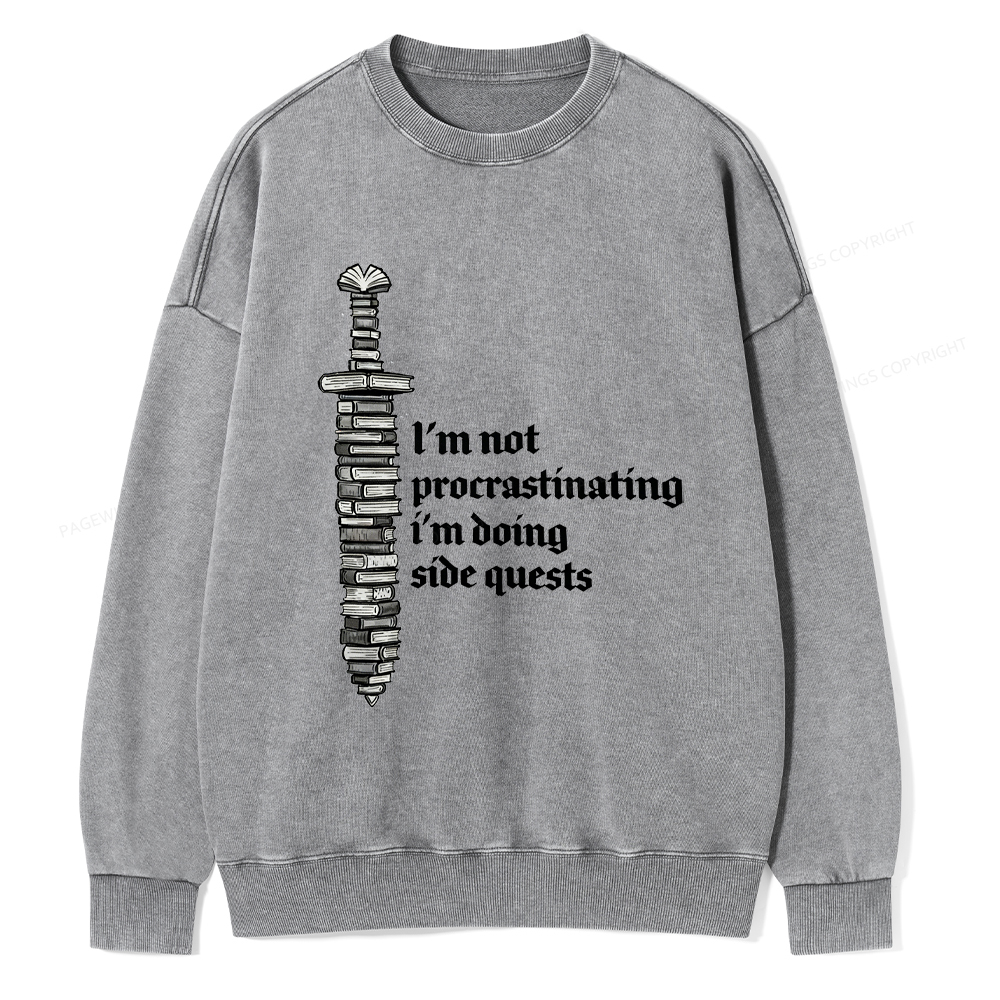 Pagewings I'm Doing Side Quests Unisex Washed Sweatshirt