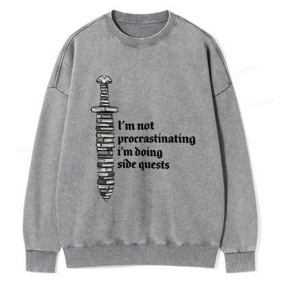 Pagewings I'm Doing Side Quests Unisex Washed Sweatshirt