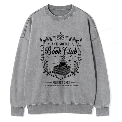 Pagewings Anti Social Book Club Unisex Washed Sweatshirt