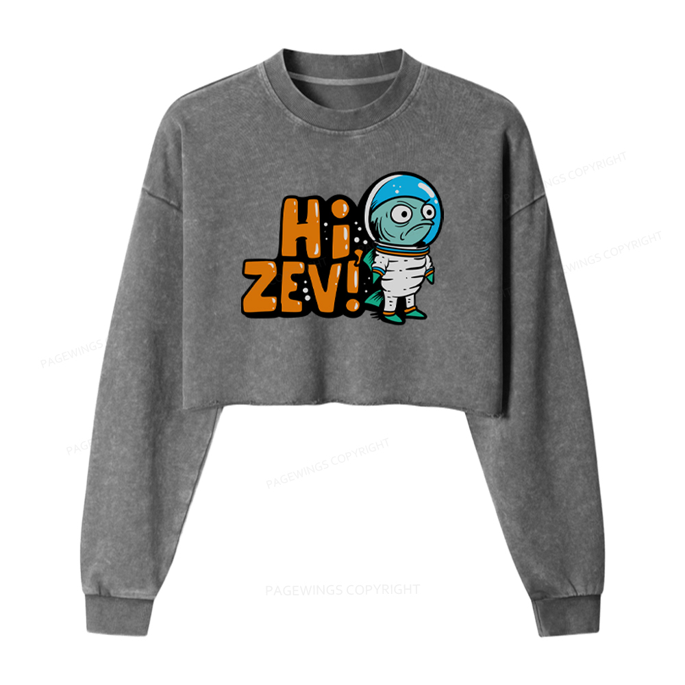Pagewings Sci-Fi Book Lover Washed Crop Sweatshirt