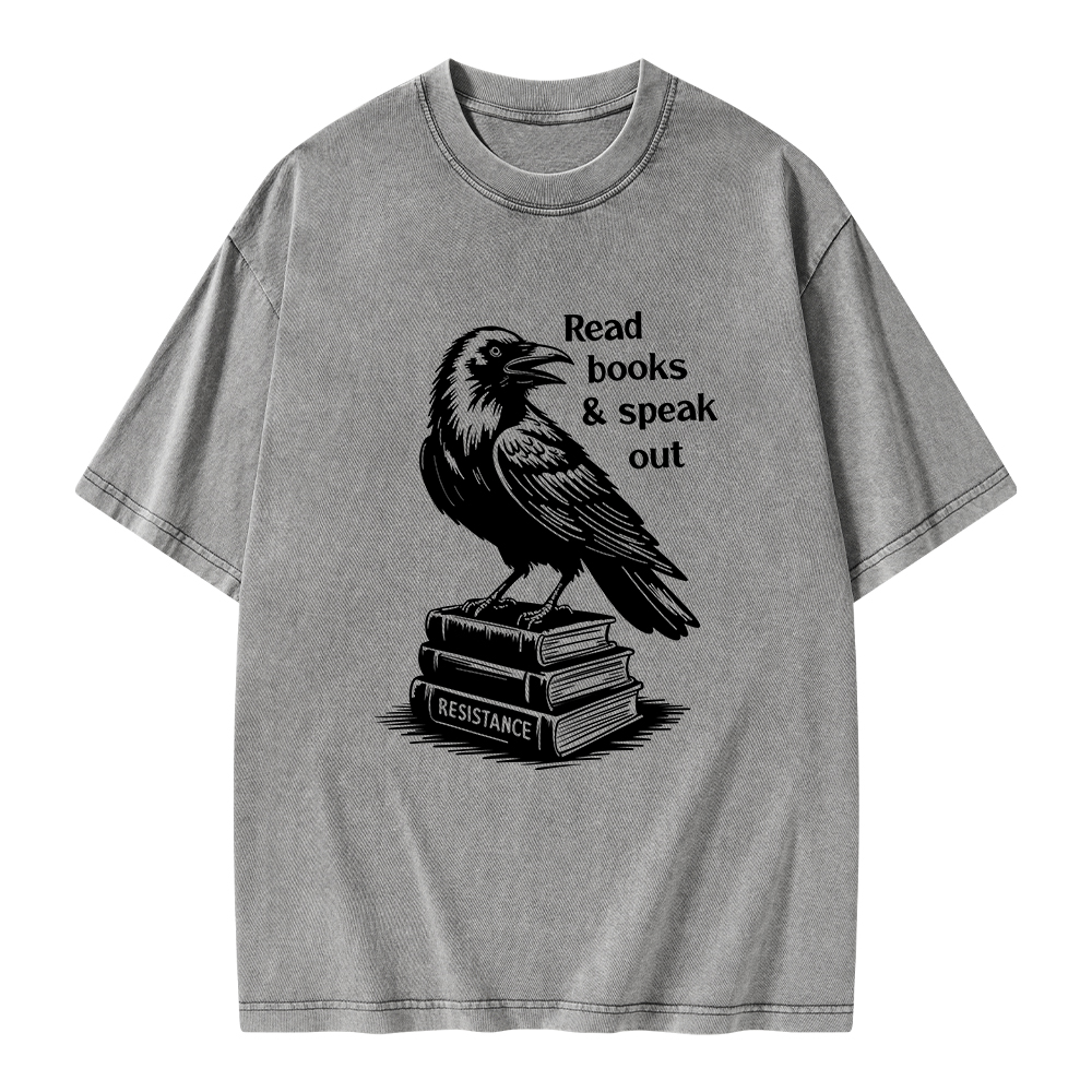 Pagewings Read Books Speak Out Unisex Washed T-shirt