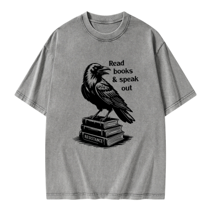 Pagewings Read Books Speak Out Unisex Washed T-shirt