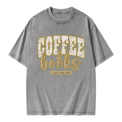 Pagewings Coffee and Books Unisex Washed T-shirt