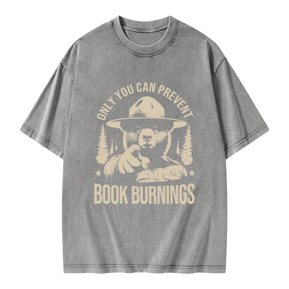 Pagewings Only You Can Prevent Book Burnings Unisex Washed T-shirt