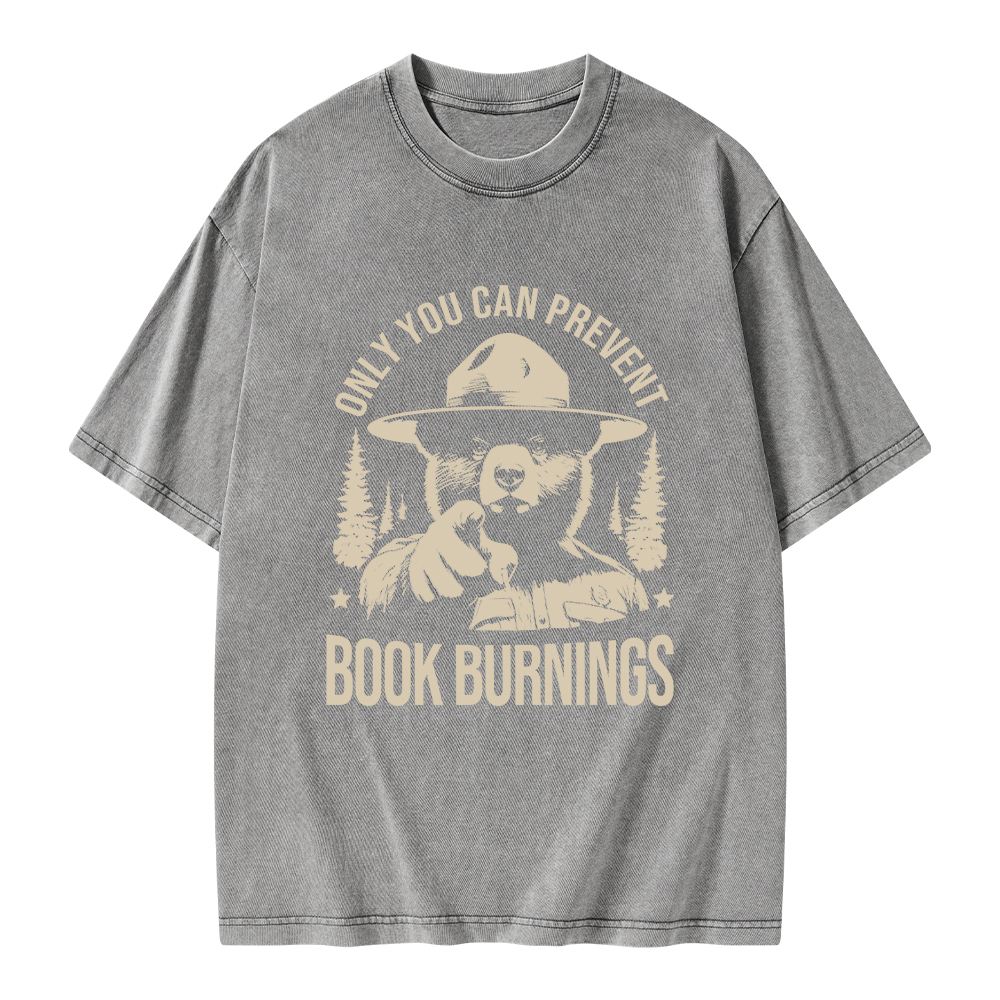 Pagewings Only You Can Prevent Book Burnings Unisex Washed T-shirt