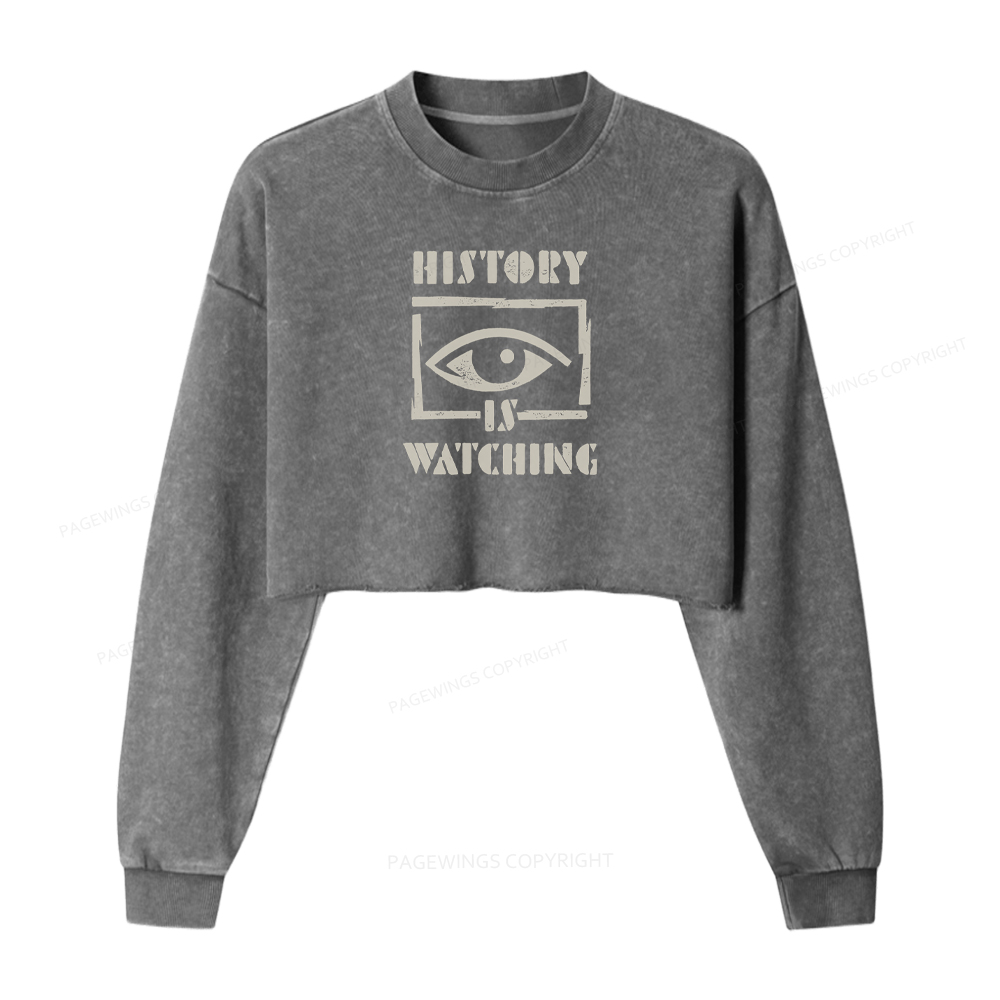 Pagewings History Is Watching Protest Washed Crop Sweatshirt