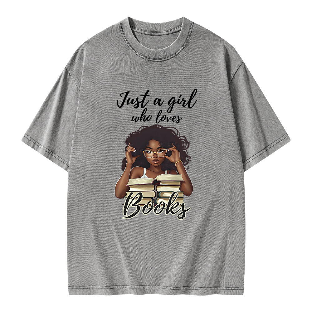 Pagewings Black Girl Reading Unisex Washed T-shirt