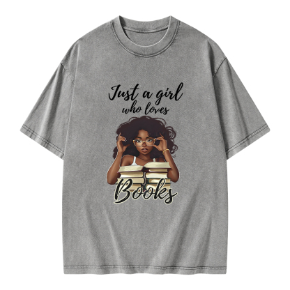 Pagewings Black Girl Reading Unisex Washed T-shirt