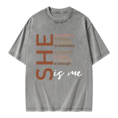 Pagewings Black Women She Is Me Unisex Washed T-shirt