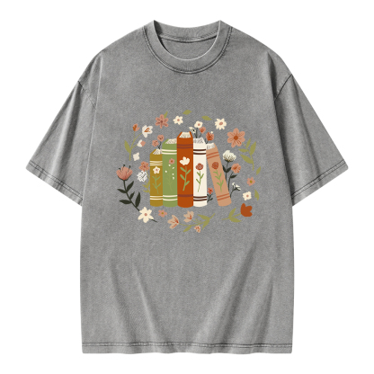 Pagewings Floral Book Unisex Washed T-shirt