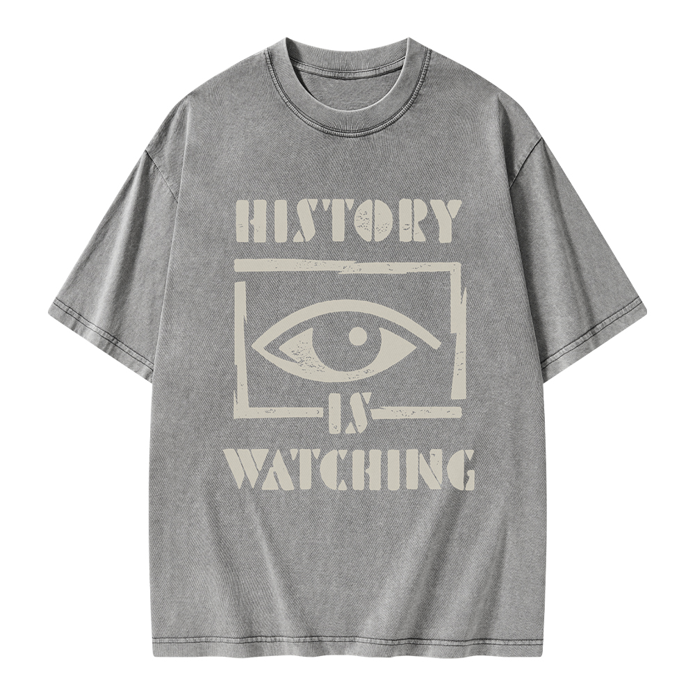 Pagewings History Is Watching Unisex Washed T-shirt