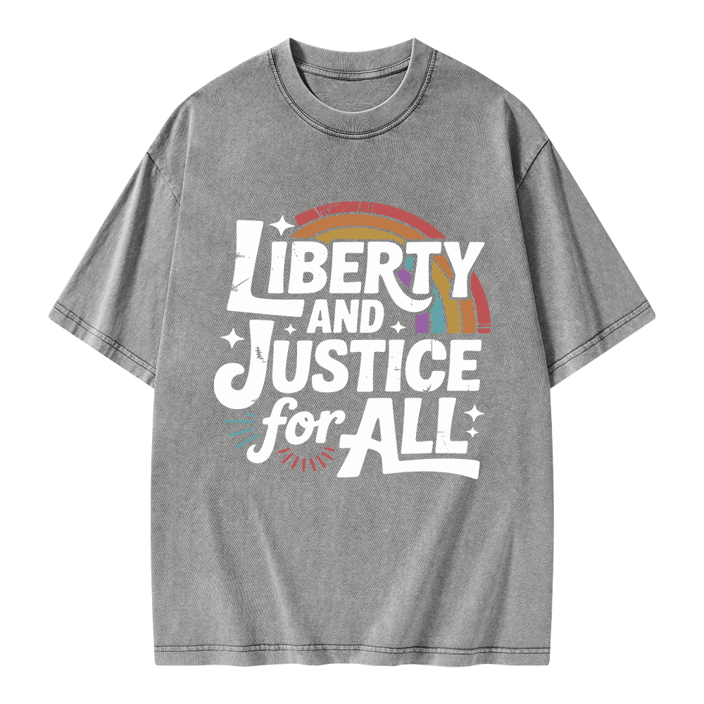 Pagewings Liberty And Justice For All Unisex Washed T-shirt