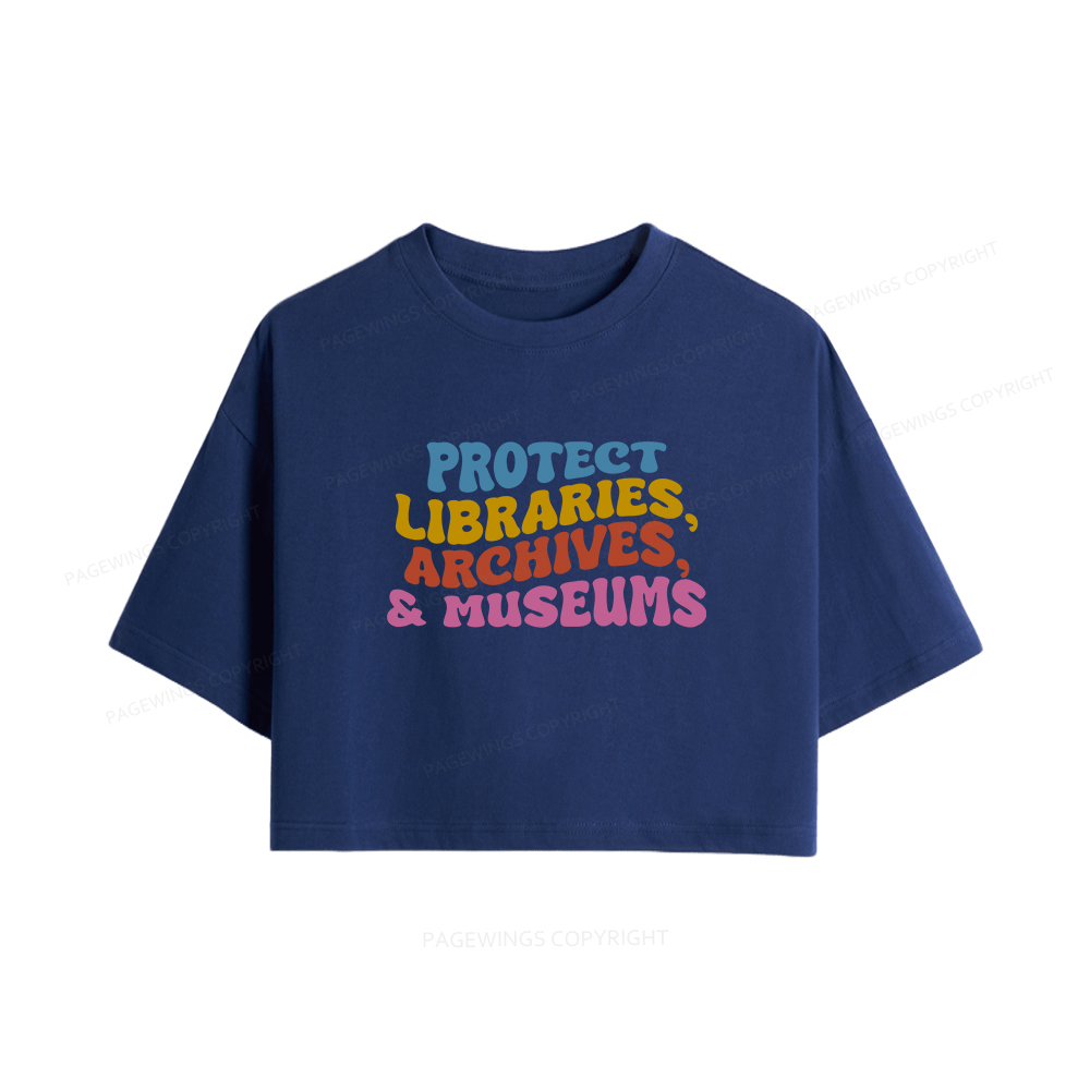 Pagewings Protect Libraries Archives And Museums Women Crop Tops