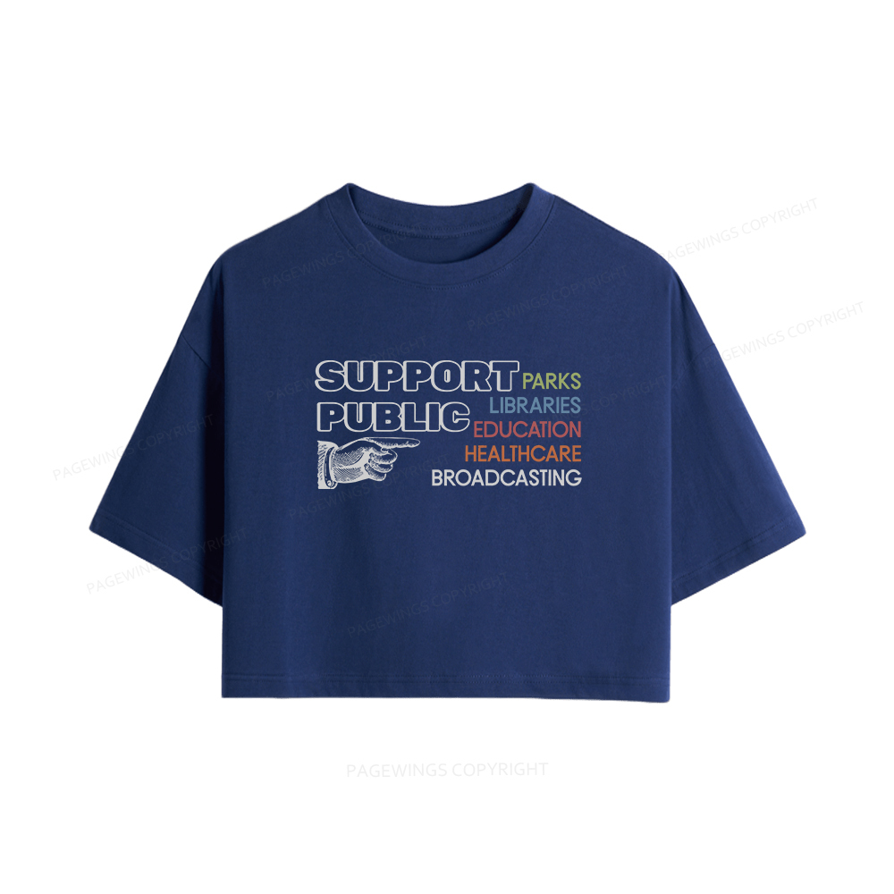 Pagewings Support Public Parks Libraries Education Women Crop Tops