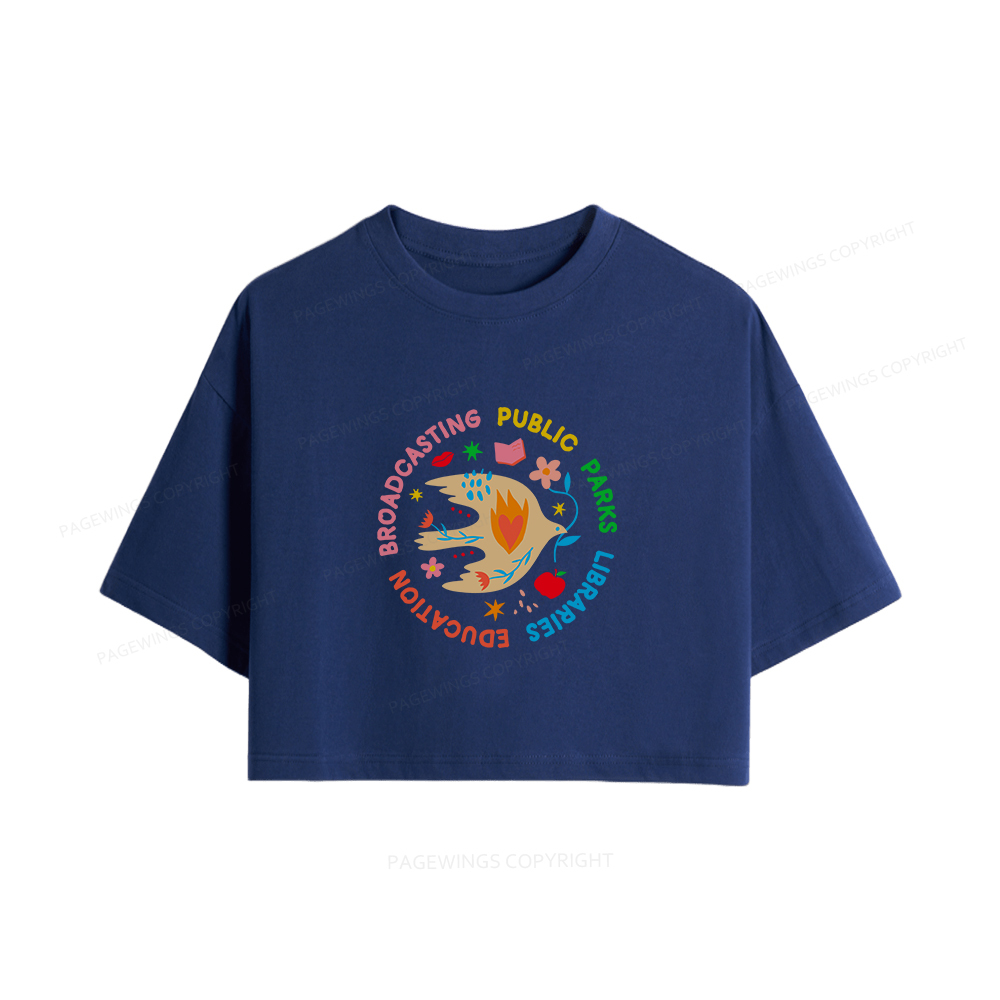 Pagewings Public Parks Libraries Education Broadcasting Women Crop Tops