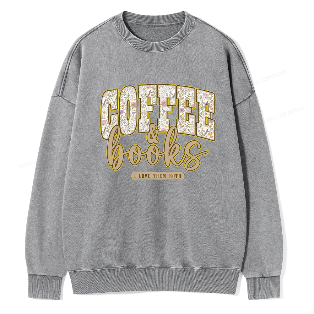 Pagewings Coffee And Books Washed Sweatshirt