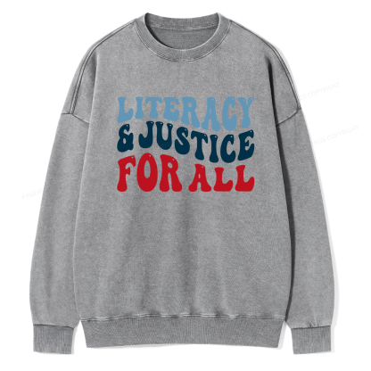 Pagewings Literacy And Justice For All Washed Sweatshirt