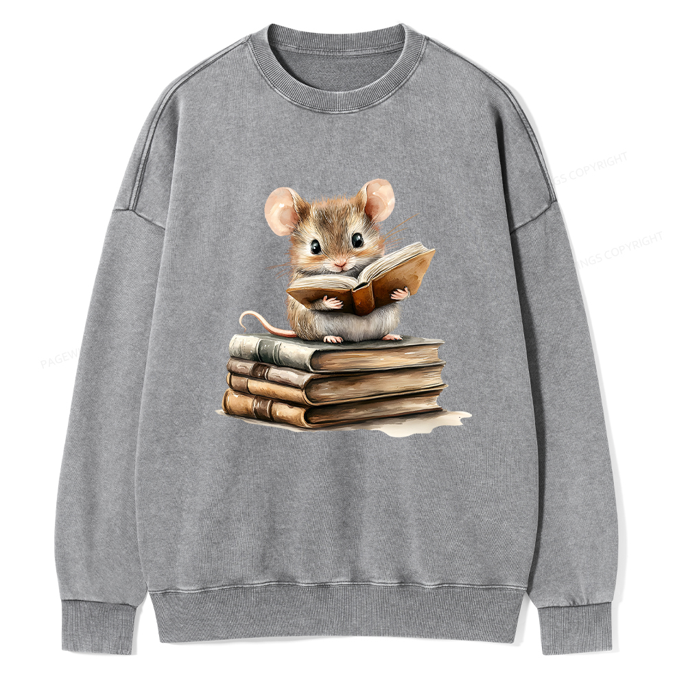 Pagewings Just A Mouse Who Loves Reading Washed Sweatshirt