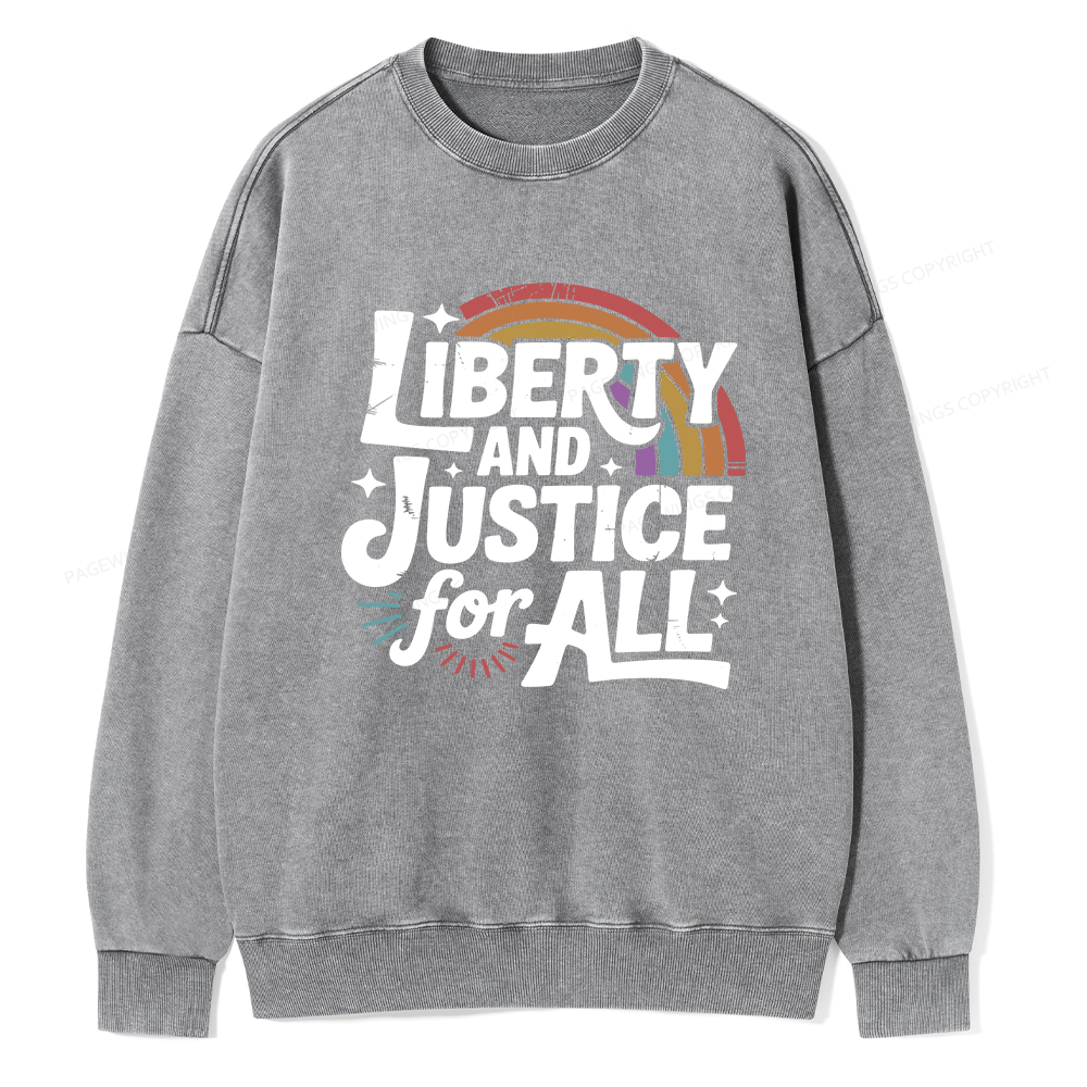 Pagewings Liberty And Justice For All Washed Sweatshirt