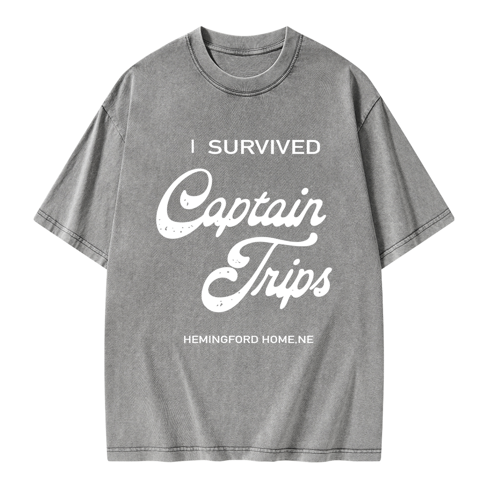 Pagewings I Survived Captain Trips Unisex Washed T-shirt