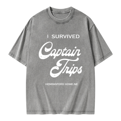 Pagewings I Survived Captain Trips Unisex Washed T-shirt