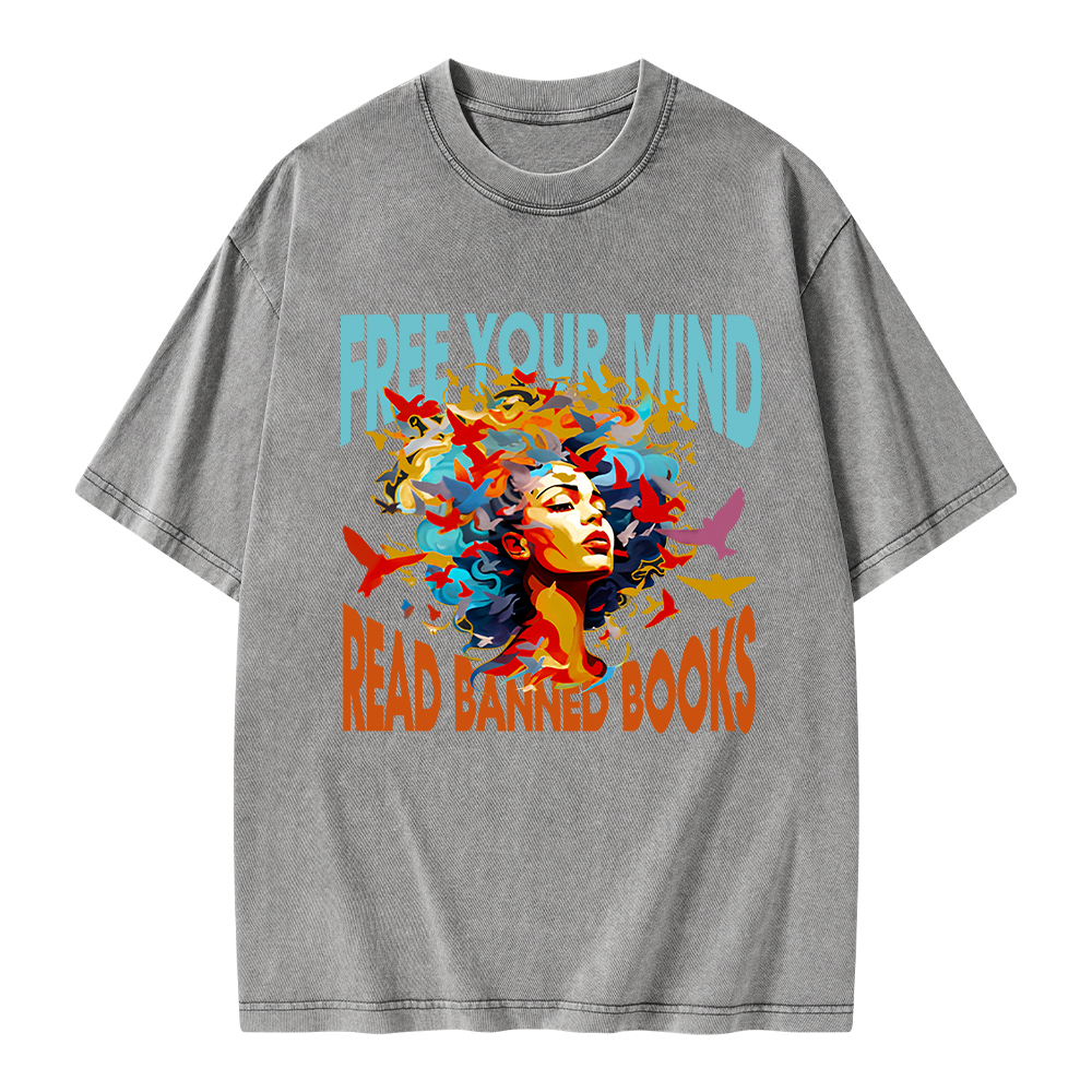 Pagewings Free Your Mind Read Banned Books Unisex Washed T-shirt