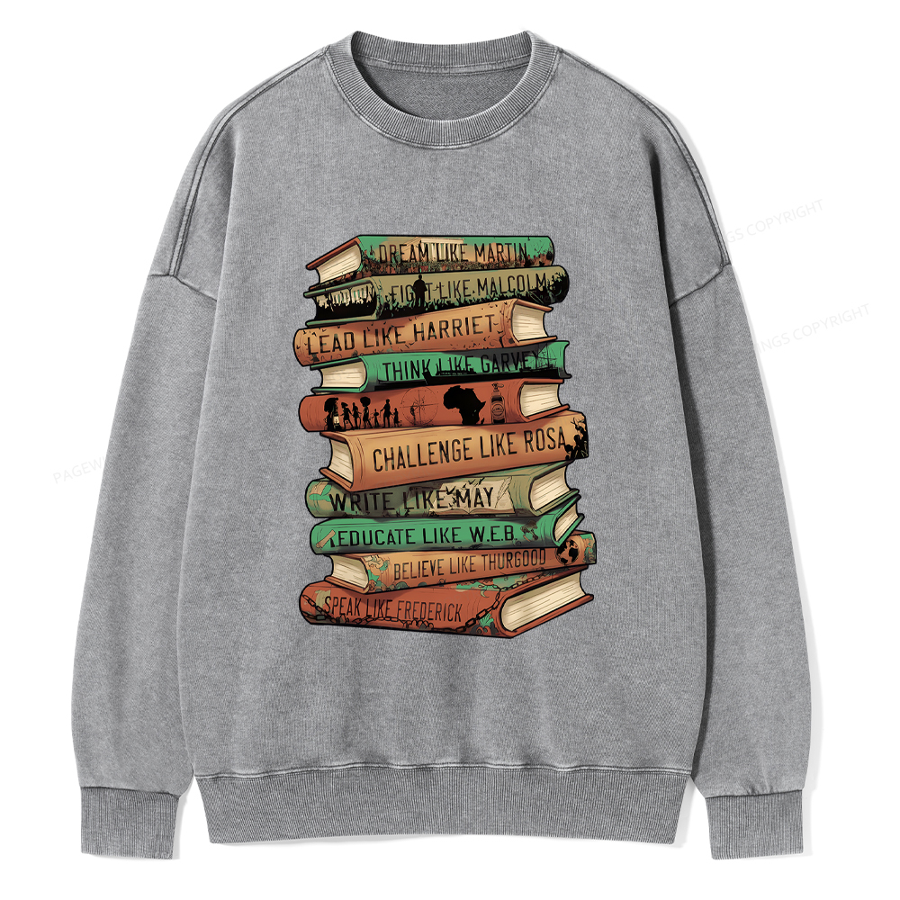Pagewings Black History Month Books Washed Sweatshirt