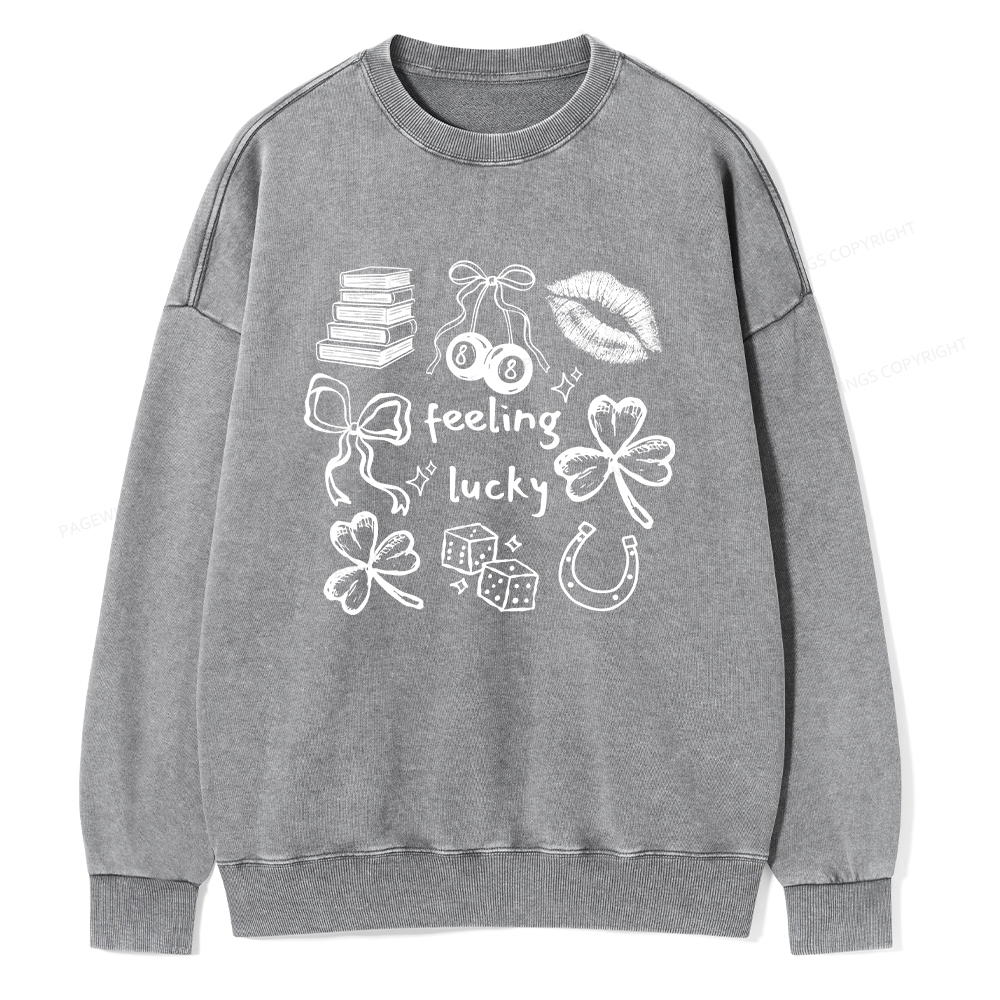 Pagewings Feeling Lucky St. Patrick's Day Washed Sweatshirt