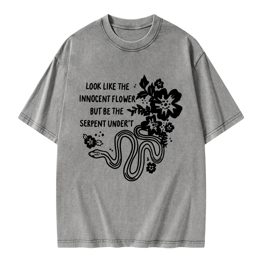 Pagewings Look Like The Innocent Flower Unisex Washed T-shirt