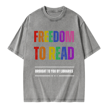 Pagewings Freedom to Read Unisex Washed T-shirt