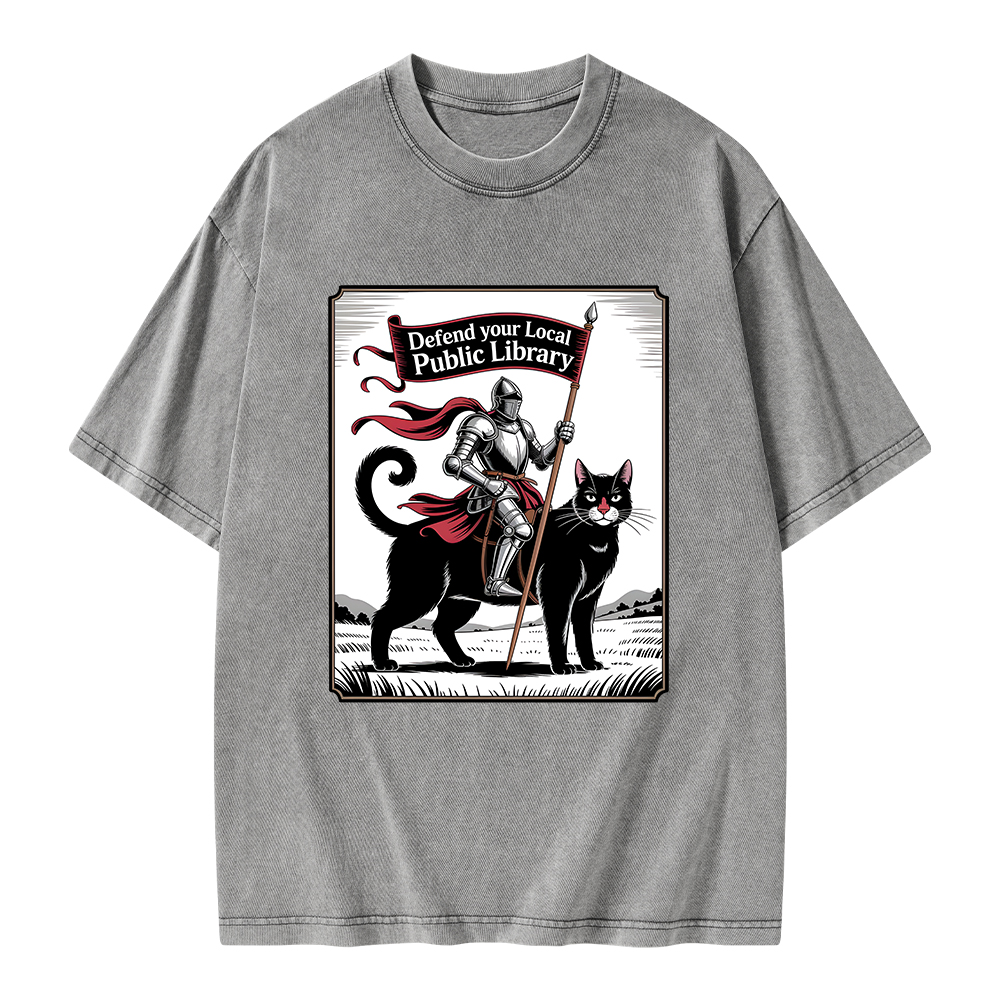 Pagewings Defend Your Local Public Library  Unisex Washed T-shirt