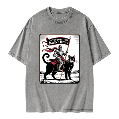 Pagewings Defend Your Local Public Library  Unisex Washed T-shirt