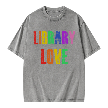 Pagewings Rainbow Library Love Unisex Washed T-shirt