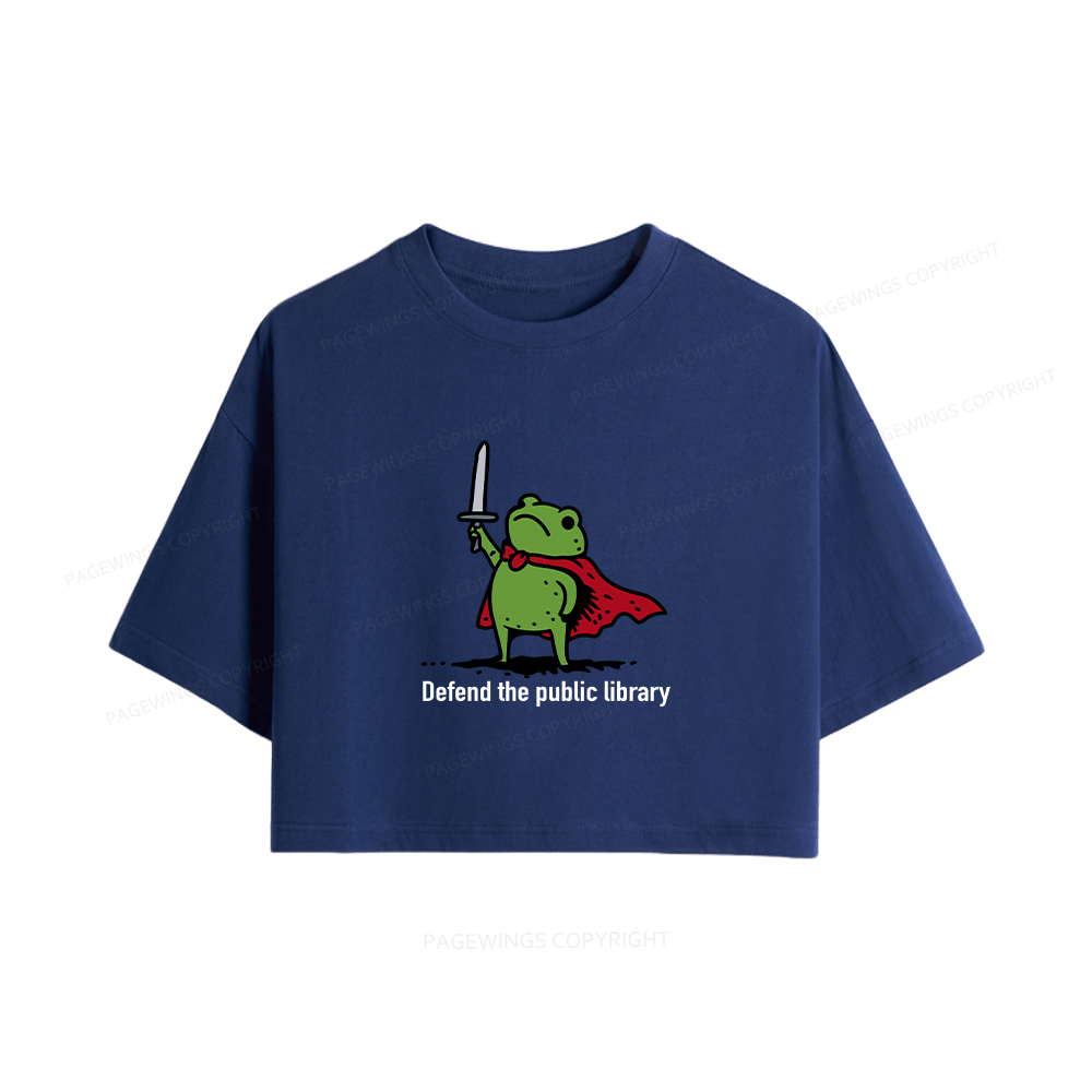 Pagewings Defend The Public Library Women Crop Tops