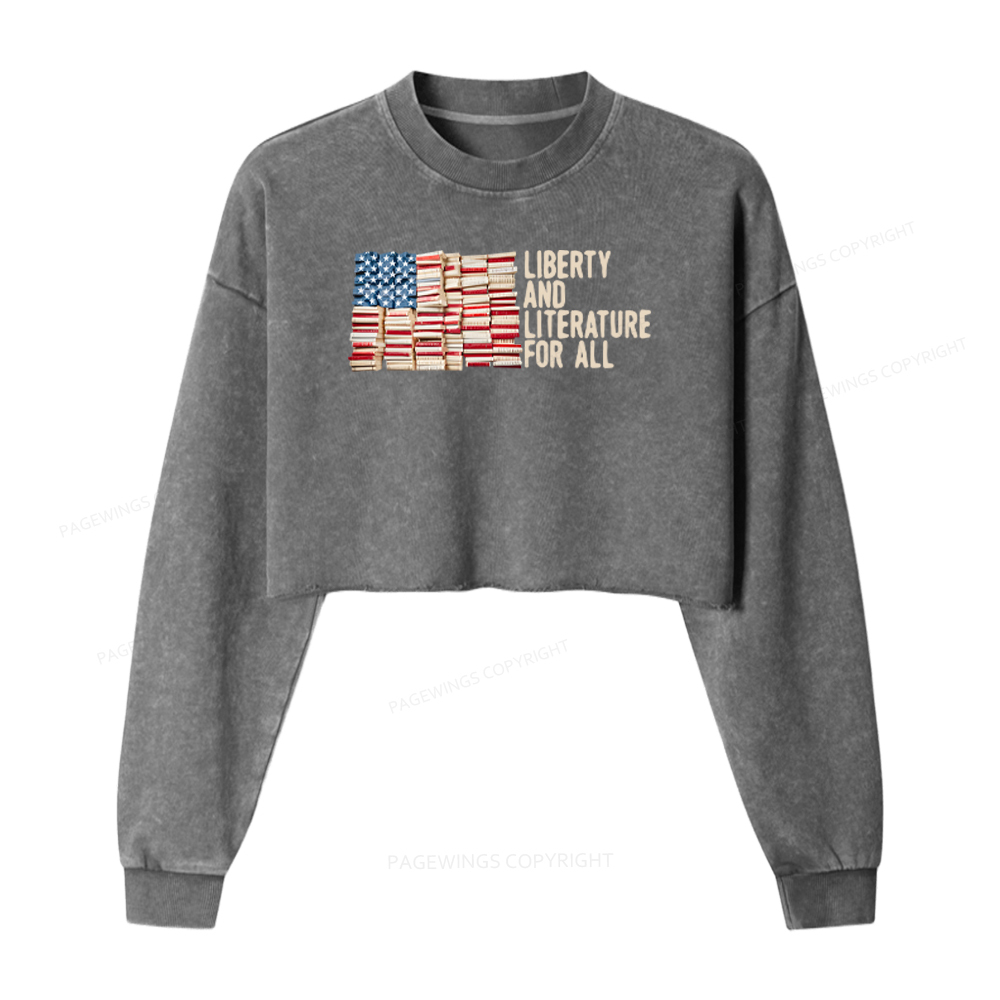 Pagewings Liberty And Literature For All Washed Crop Sweatshirt