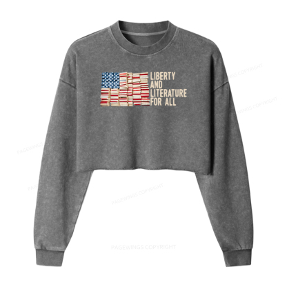 Pagewings Liberty And Literature For All Washed Crop Sweatshirt