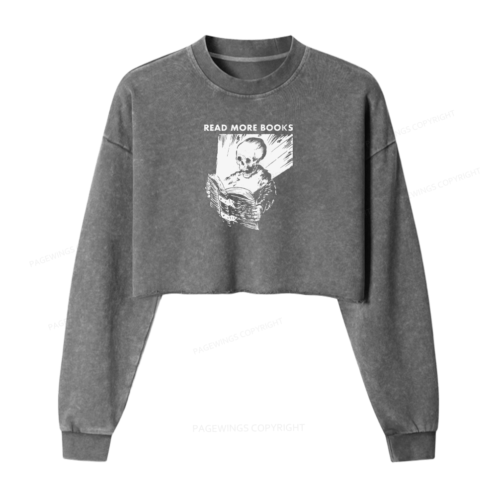 Pagewings Read More Books Washed Crop Sweatshirt