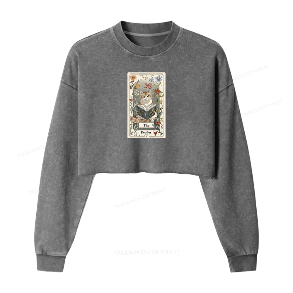 Pagewings The Reader Washed Crop Sweatshirt
