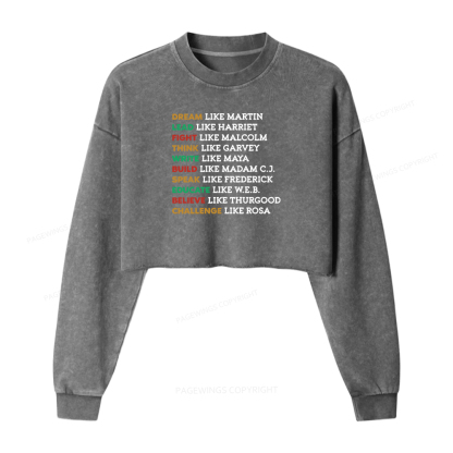 Pagewings Black History Month Washed Crop Sweatshirt