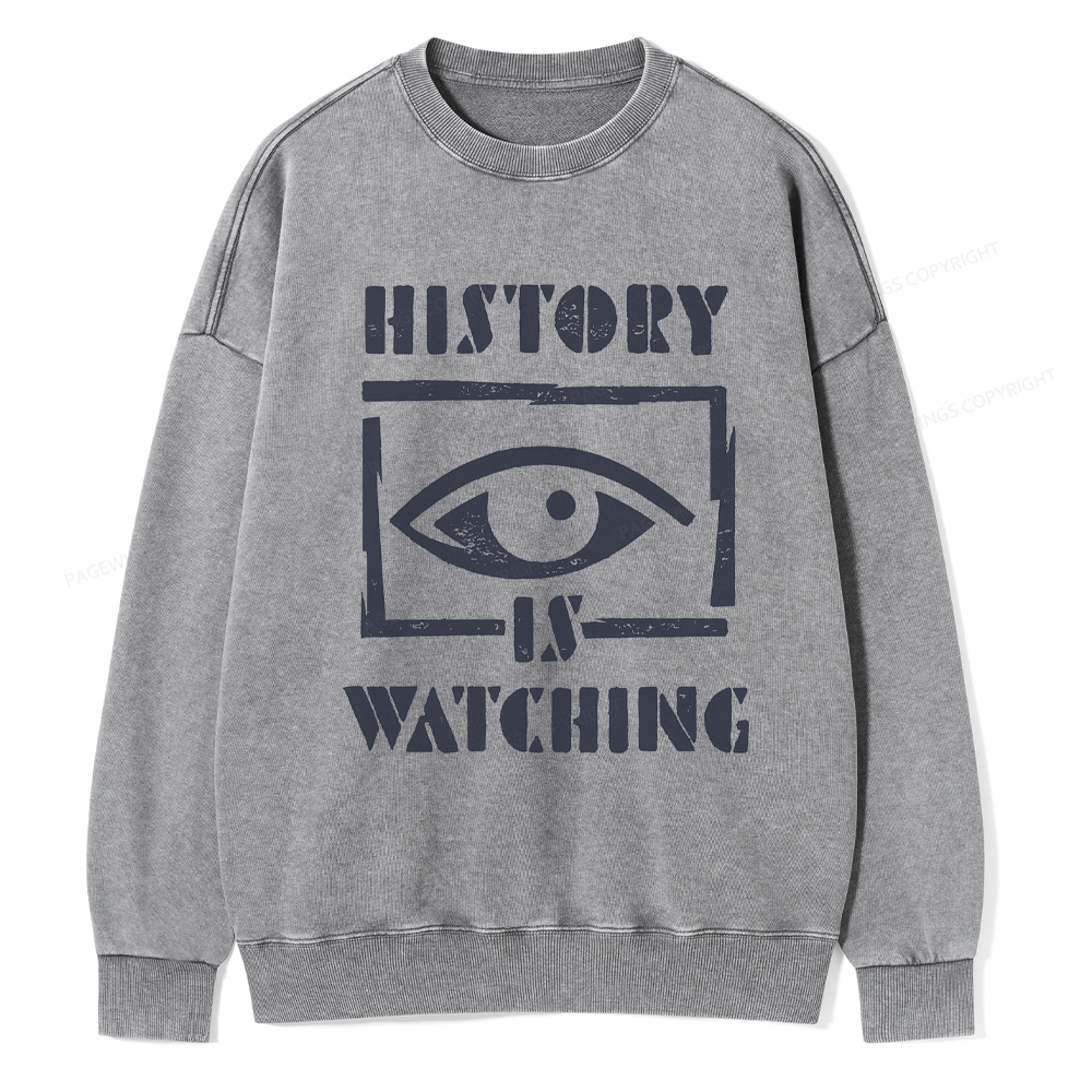 Pagewings History Is Watching Washed Sweatshirt