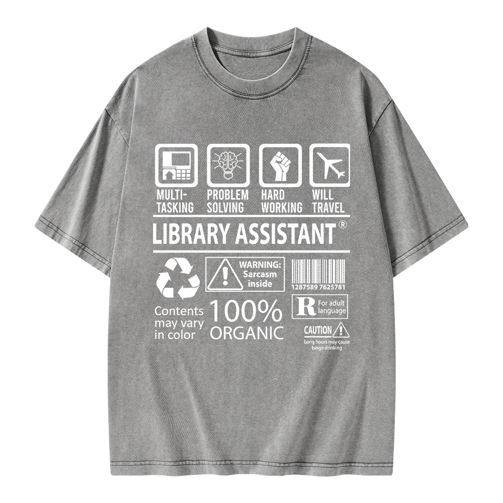 Pagewings Library Assistant Unisex Washed T-shirt