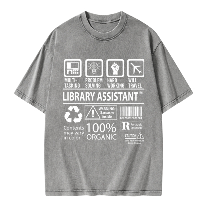 Pagewings Library Assistant Unisex Washed T-shirt