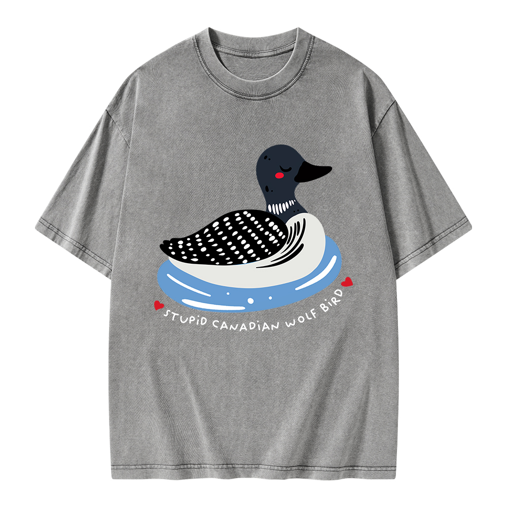 Pagewings Stupid Canadian Wolf Bird Unisex Washed T-shirt