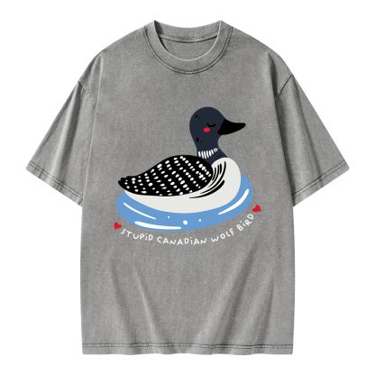 Pagewings Stupid Canadian Wolf Bird Unisex Washed T-shirt