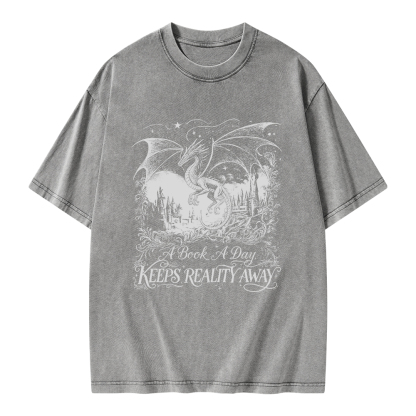 Pagewings A Book A Day Keeps Reality Away Unisex Washed T-shirt