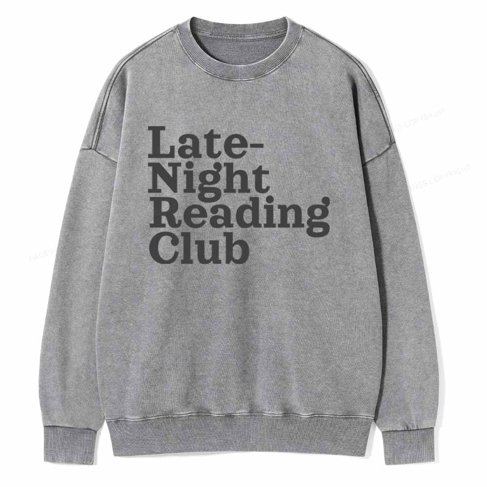 Pagewings Late-Night Reading Club Unisex Washed Sweatshirt