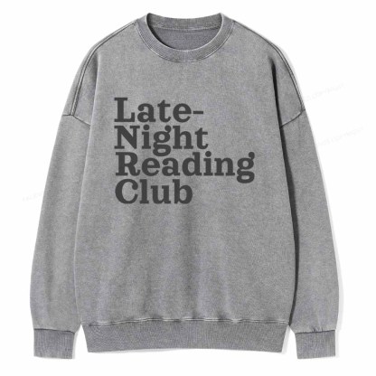 Pagewings Late-Night Reading Club Unisex Washed Sweatshirt