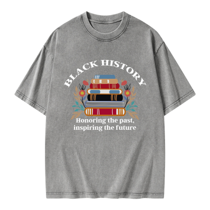 Pagewings Black History Honoring The Past Unisex Washed T-shirt