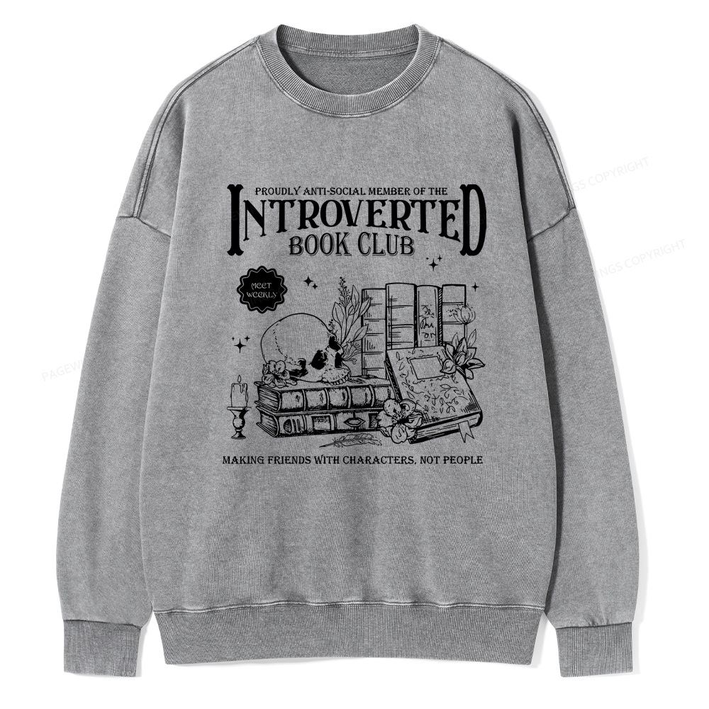 Pagewings Introverted Book Club Washed Sweatshirt